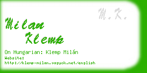 milan klemp business card